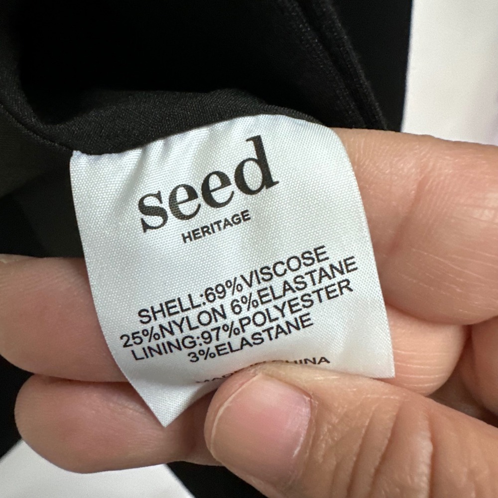 Seed Heritage classic Black Blazer Jacket Size 6 minimalist stretch career suit - Picture 3 of 4
